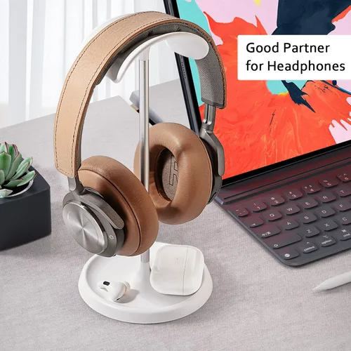 Miniatura 7 de Soporte para auriculares, soporte curvo con bandeja de almacenamiento, soporte para auriculares de base pesada para AirPods Max, AirPods, AirPods
