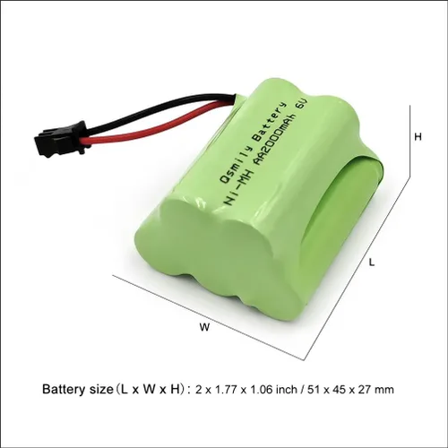 Miniatura 4 de Qsmily® Paquete de baterías de 6 V, batería recargable Ni-MH AA de 2000 mAh con conector SM y cable de cargador USB, adecuada para luz solar al aire