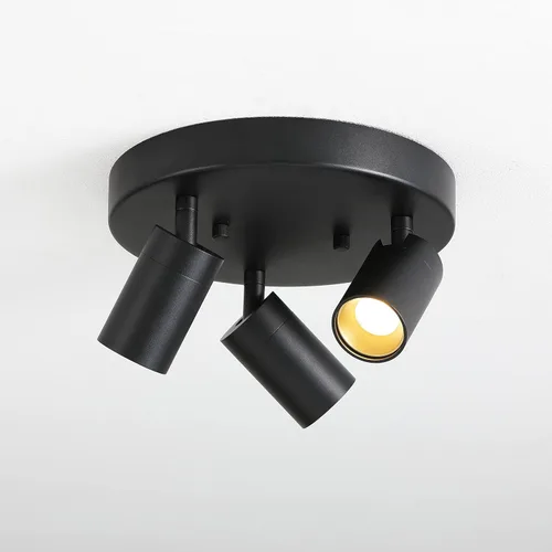Miniatura 8 de Shura - Lámpara de techo LED redonda integrada de 3 luces negras con cabezales giratorios, luz de techo ajustable de montaje empotrado, 3000 K, 1365