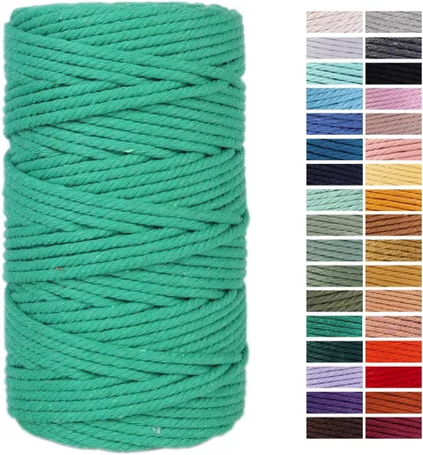 Miniatura 43 de Cuerda de Macramé Gris Claro 3mm x 109 Yardas, Cuerda de Algodón de Colores Cuerda para Manualidades Cuerda de Algodón Colorida para Colgar
