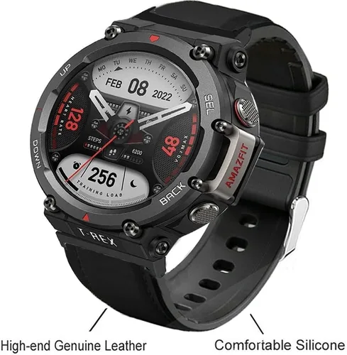 Miniatura 2 de Lamshaw Compatible con Amazfit T-Rex 2 Band, correa de cuero de silicona transpirable de repuesto para reloj inteligente compatible con Amazfit