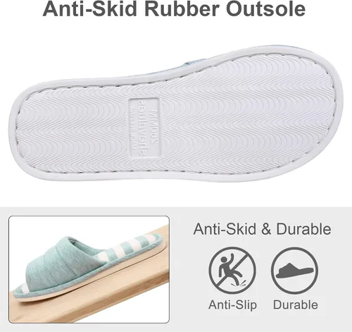 Miniatura 5 de shevalues - Pantuflas suaves de interior para mujer con puntera abierta de algodón espuma viscoelástica fácil de poner zapatos para casa pantuflas