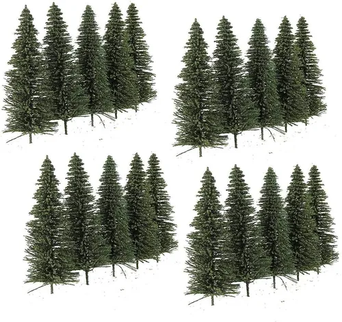 S0808 - 30 árboles de cedro modelo pino verde oscuro de 3.23 pulgadas (3.228 in) para modelo de ferrocarril paisaje, diseño de paisaje HO OO Escala