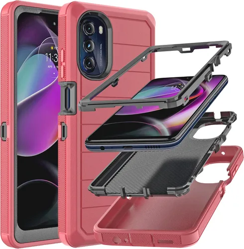 Miniatura 10 de YmhxcY Funda para Moto G 5G 2022 (sin protector de pantalla) con funda duradera de 3 capas a prueba de caídas, a prueba de golpes, funda de goma