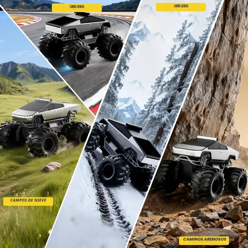 Miniatura 7 de Coche de control remoto, 1:18 coches RC anfibios, camioneta todoterreno 4WD para todo tipo de terreno, camión cibernético impermeable de 2.4GHz