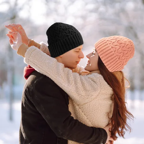 Miniatura 6 de FXIONA Gorro de punto para mujer, gorro de invierno para mujer, suave, elástico, cálido, con puños, para esquí, patinaje
