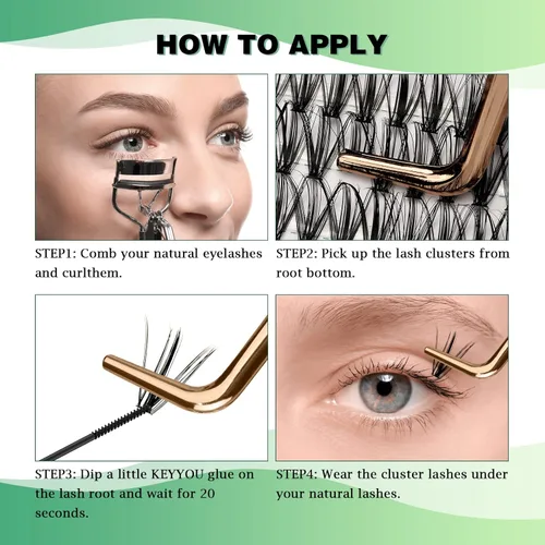 Miniatura 90 de Extensiones de racimos de pestañas 300 piezas, pestañas individuales 40D 0.07D rizado 11mm, para colocar en casa, bandeja grande de volumen