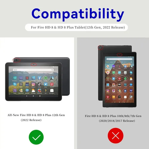 Miniatura 2 de Funda para tablet Kindle Fire HD 8 y 8 Plus (12ª generación 2022), funda delgada de piel sintética con función de encendido automático para tableta