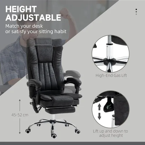 Miniatura 3 de Vinsetto Silla de oficina de masaje de vibración de 6 puntos, silla de computadora con respaldo alto con calor, altura ajustable, respaldo Negro