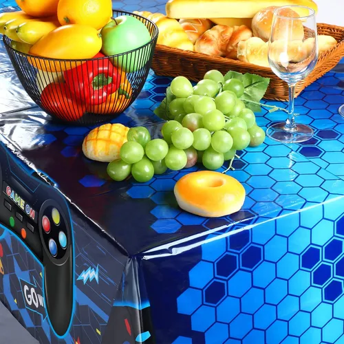 Miniatura 4 de Tatuo 3 fundas de mesa de videojuegos, decoración de cumpleaños temática de juegos, mantel de plástico, suministros de fiesta para niños y niñas