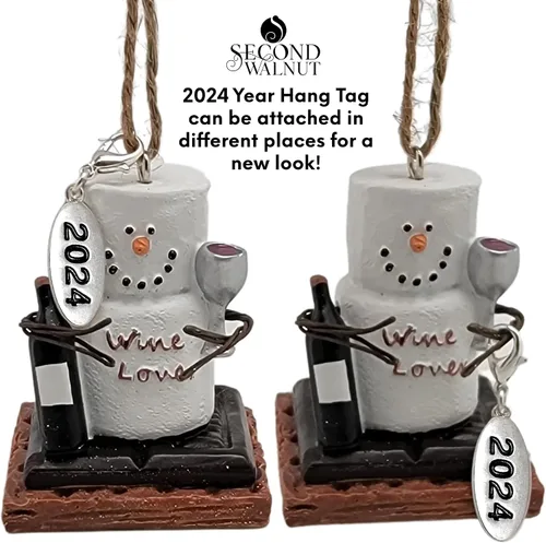 Miniatura 4 de Adorno de Navidad para amantes del vino, regalo único de cata de vinos con etiqueta colgante de año, viene en una caja de regalo, adorno de bebida
