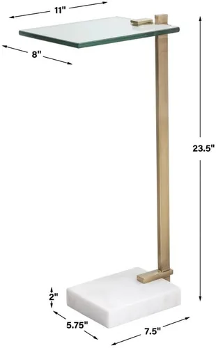 Miniatura 2 de Uttermost Butler - Mesa decorativa de latón cepillado y vidrio de 8 pulgadas de ancho