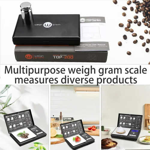 Miniatura 9 de Weigh Gram Mini báscula digital de gramo de 7.05 oz x 0.00 oz y escala de miligramo de 1.76 oz/0.00 oz, báscula pequeña para alimentos y joyas