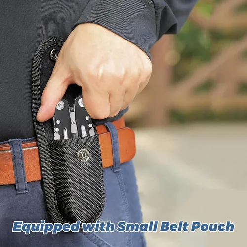 Miniatura 5 de Mini alicates multiherramienta 25 en 1 para exteriores, equipo EDC portátil con bloqueo de seguridad, funda de nailon, utilidad todo en uno