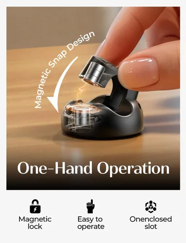 Miniatura 7 de LISEN Soporte magnético para cables de carga, paquete de 8 organizadores de cables de carga [clic en 1S], soporte de cables fácil de abrir