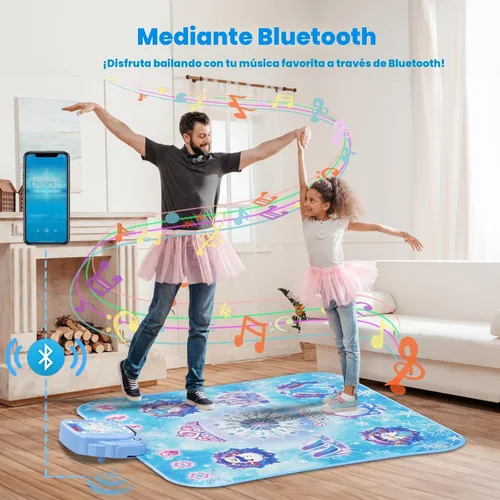 Miniatura 4 de Alfombra de Baile para Niñas de 3-12 Años, Juguetes Frozen Alfombra de Baile Electrónica con 8 Botones y Bluetooth Inalámbrico, Juego Musical de Azul