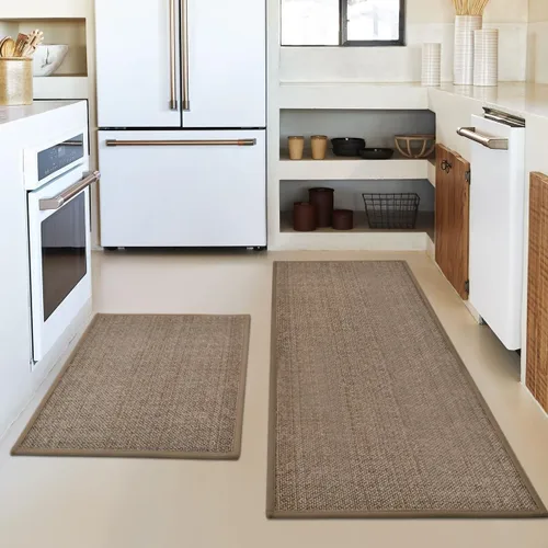 Miniatura 2 de Artoid Mode Juego de 2 alfombras y tapetes de cocina lavables, de goma antideslizante, absorbentes, para el frente del fregadero, 17 x 29 y 17 x 47