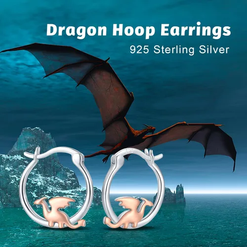Miniatura 7 de Hypoallergenic DragonCatBunny Mushroom Earrings for Women 925 Sterling Silver Animal Huggie Hoop Earrings Jewelry Gifts for Sensitive Ears