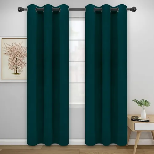 Miniatura 12 de Easy-Going - Cortinas opacas para dormitorio, aislamiento térmico sólido con ojales, cortinas de ventana para reducción de ruido, cortinas