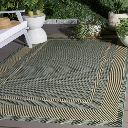 Miniatura 14 de SAFAVIEH Alfombra lavable al aire libre Courtyard Collection - 2'3" x 5', beige y negro, no desprende pelusa y fácil de limpiar, ideal para patio