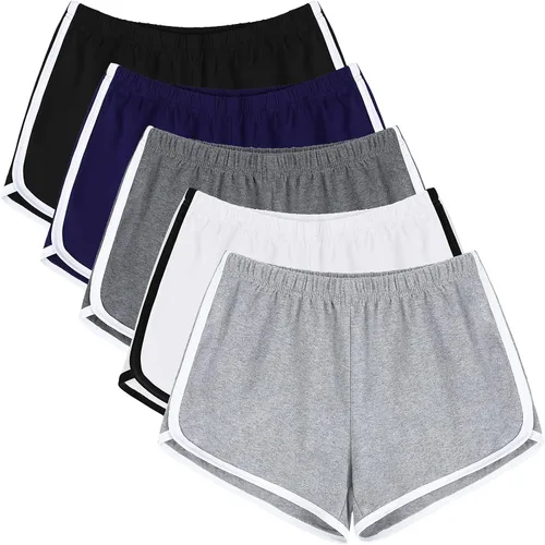 URATOT 5 Packs Soft Comfy Booty Shorts for Women Cotton Yoga Sports Workout Short Athletic Gym Lounge Dolphin Shorts