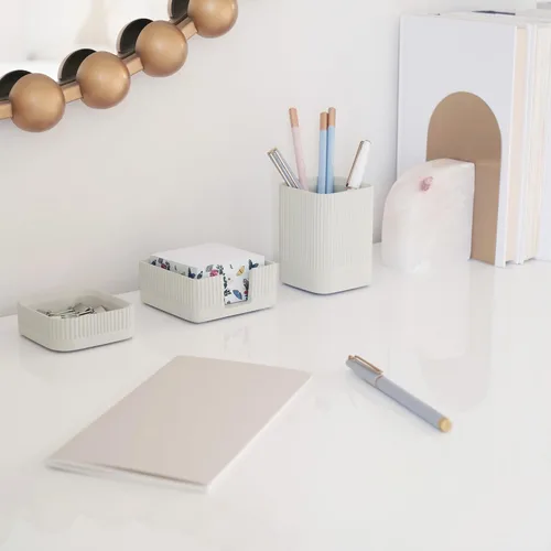 Miniatura 2 de Juego de 3 organizadores de escritorio estéticos para tu oficina, accesorios de escritorio de hormigón resistentes para mujeres u hombres que