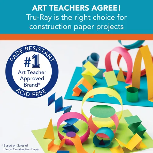 Miniatura 5 de Tru-Ray - Papel de construcción pesado, colores surtidos geniales, 9 x 12 pulgadas, 50 hojas (102942)