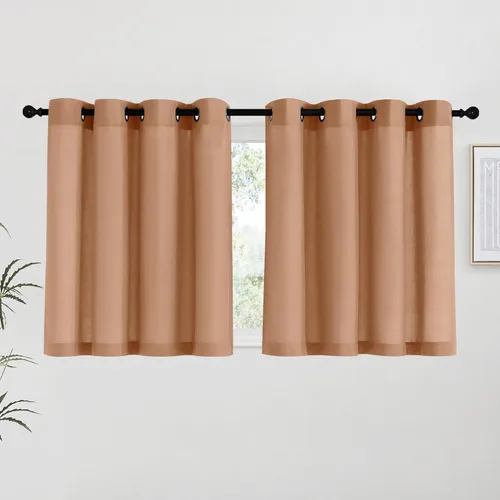 Miniatura 227 de NICETOWN Cortinas de lino natural con textura de lino para dormitorio, mezcla de lino rústica con ojales en la parte superior, semitransparentes
