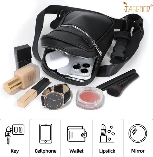 Miniatura 7 de JASGOOD Riñonera de moda para mujer, arnés de muslo, bolsa de pierna caída, Negro (G-Black), Moda