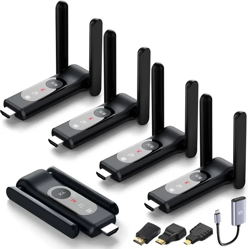 Miniatura 8 de Transmisor y receptor HDMI inalámbricos, 165 pies, pantalla LED, Plug and Play, control térmico inteligente, 2.4+5 GHz, hasta 8 RX, transmisión