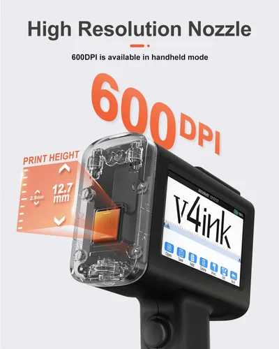 Miniatura 3 de v4ink BENTSAI Impresora de inyección de tinta de mano BT-HH6105B2 Impresora portátil TIJ de mano con altura de impresión de 12.7mm para impresión
