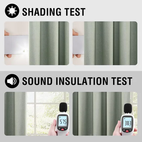 Miniatura 41 de H.VERSAILTEX - Cortinas 100% opacas con aislamiento térmico, texturizadas, de lino, con bloqueo de calor y luz completa, p/sala de estar y Roble