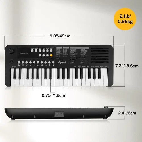Miniatura 7 de POGOLAB MK1 Piano de teclado para niños de 37 teclas, mini piano portátil multifunción con excelente calidad de sonido, altavoz integrado y pantalla