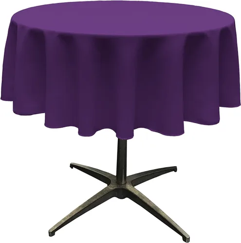 Miniatura 109 de LA Linen - Mantel redondo lavable de popelina de poliéster, resistente a manchas y arrugas, 51", mantel de tela para comedor, cocina, fiesta, Negro