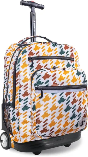 Miniatura 22 de J World Sundance Mochila Rodante para Laptop para Niñas y Niños. Mochila Escolar con Ruedas, Rombos negro, 20 pulgadas