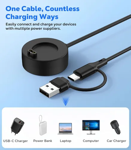 Miniatura 6 de 2 in 1 for Garmin Watch Charger, Charging Dock Station with 3.3 ft/1m USB-C Charging Cable for Garmin Fenix 8/7/7X/6/5;Vivoactive 6/5/4;Venu