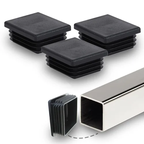 Miniatura 7 de Prescott Plastics Tapones de agujero de plástico acanalado de perímetro exterior de 1/2 pulgada (0.500 in), tapas cuadradas de tubo de metal negro