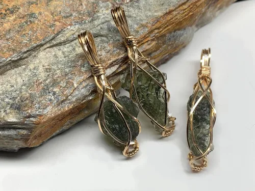 Miniatura 22 de 66 necklace pendant gemstones choose from moldavite, citrine, or herkimer diamond