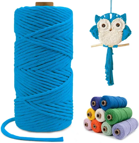 Miniatura 60 de Cuerda de macramé de una sola hebra de 0.197 in x 110 yardas, cuerda de macramé de algodón natural de 0.197 in, cuerda de algodón grueso para colgar