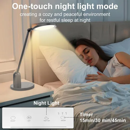 Miniatura 5 de Lámparas de escritorio para oficina en casa con base estable, luz LED de escritorio ultra brillante de 1000 lúmenes, lámpara de mesa regulable