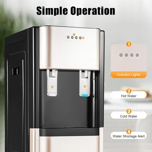 Miniatura 5 de Dispensador de enfriador de agua de carga inferior para botellas de 5 galones, enfriador de agua de acero inoxidable con 2 ajustes de temperatura