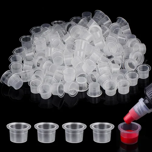 Miniatura 9 de Autdor Tapas de tinta pequeñas – 200 piezas de vasos de pigmento de tatuaje, vasos desechables de tinta de tatuaje para Microblading, maquillaje