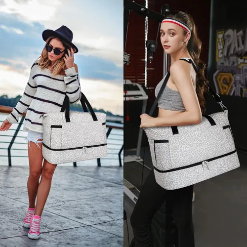 Miniatura 7 de Gym Bag for Women Weekender Bag with Waterproof Shoe Compartment Sports Travel Duffel 3pcs Set Carry On Overnight Bags for Business Trip Travel Gym