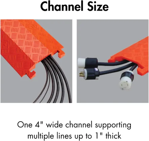 Miniatura 6 de Checkers Protector de cable ligero de 1 canal de 3 pies de largo para múltiples líneas de 1 pulgada, cubierta de cable de piso para pasarelas