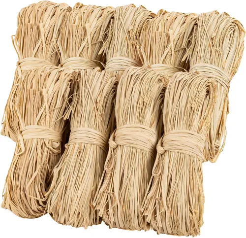 Miniatura 10 de Sukh Cinta de Rafia Natural - 5 Piezas de Pajita de Rafia para Ramos de Floristería, Decoración, Manualidades, Cinta de Envolver para Navidad