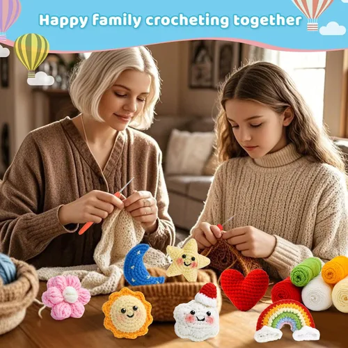 Miniatura 6 de UzecPk Kit de ganchillo de 7 piezas para principiantes, kit de ganchillo para adultos, kits de aprendizaje de ganchillo con relleno de ganchillo