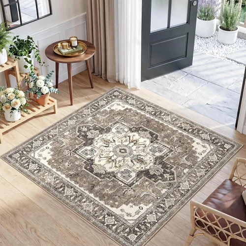 Miniatura 38 de Alfombra lavable para entrada de 2x3 pies - Alfombra pequeña de entrada vintage desgastada oriental antideslizante que no suelta pelusa, suave