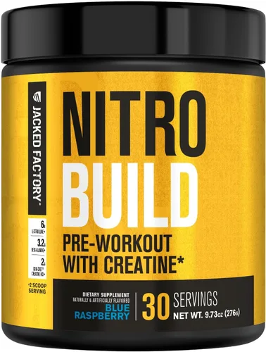 Jacked Factory Nitrosurge Build - Preentrenamiento con creatina para construcción muscular, polvo de creatina con cret y elevATP para energía