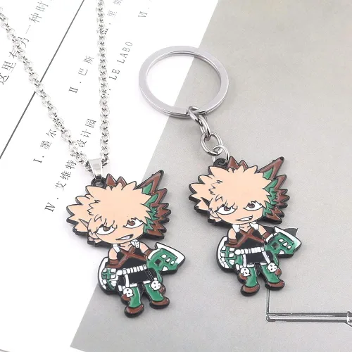 Miniatura 4 de MHA Bakugo Charm Keychain Necklace Set - Anime Characters Deku Todoroki Pendant Necklace - Christmas Cosplay Gifts for Kids Girls Teens Women Men