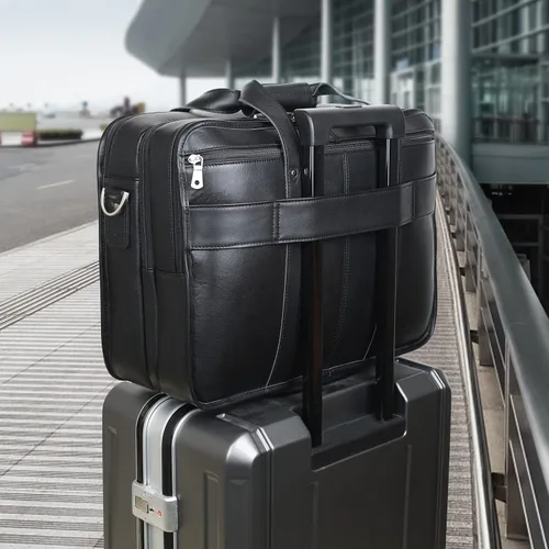 Miniatura 2 de Polare - Maletín de cuero de grano completo de 18.5 pulgadas para computadora portátil, bolsa de mensajero para hombres, grande para portátiles